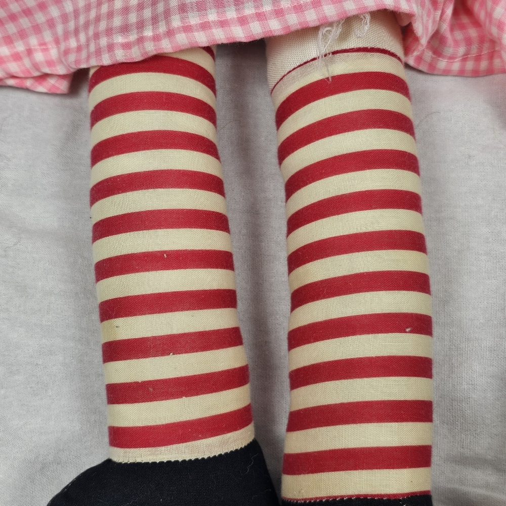 Unique OOAK Large 24" Raggedy Ann Doll w/Pink Pigtail Braid Hair & Gingham Dress - Picture 14 of 16